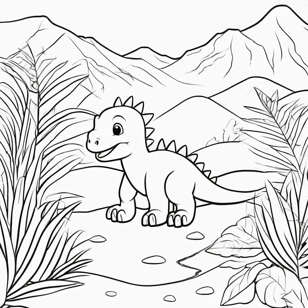 Cute Dinosaurs coloring page 7