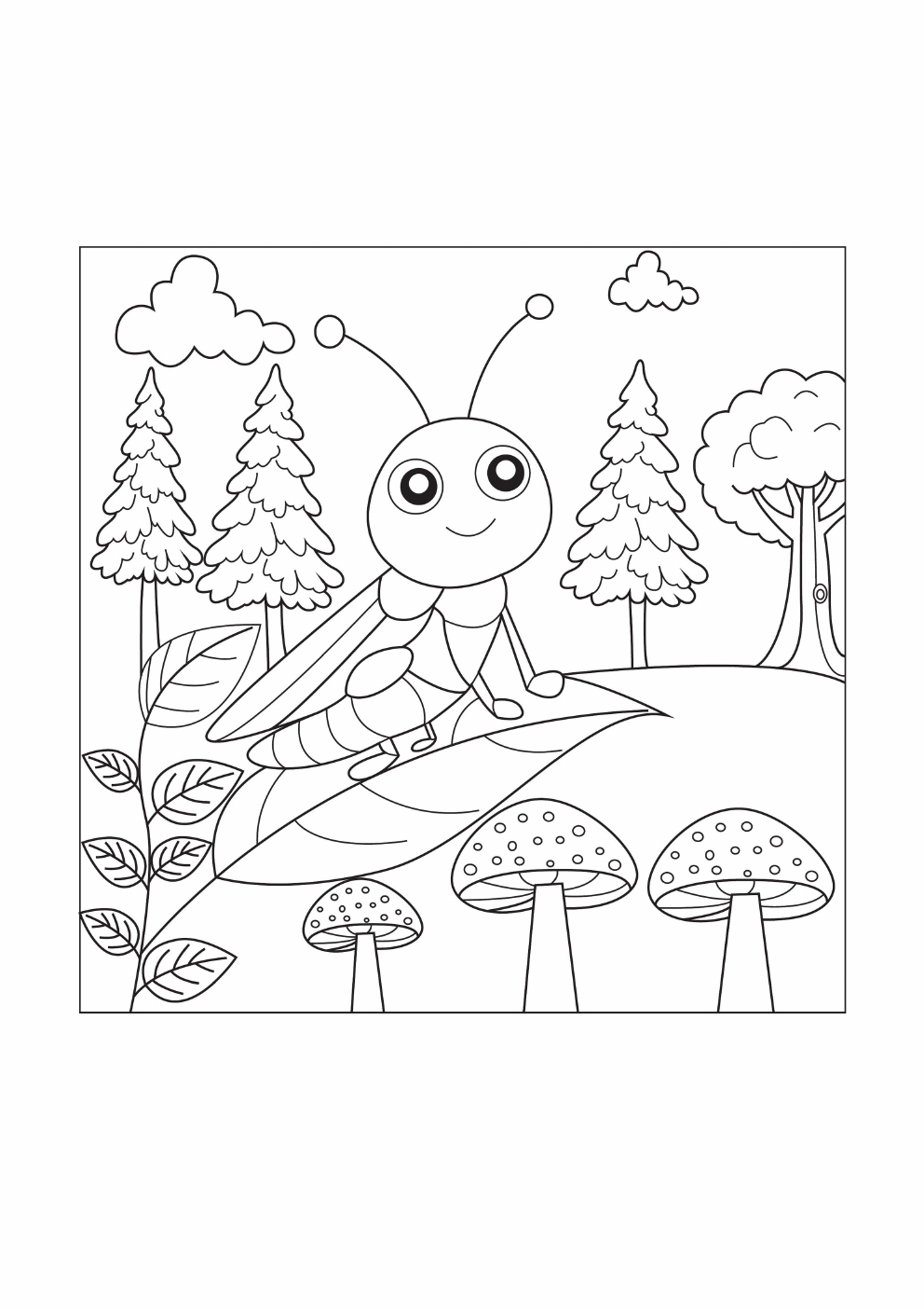 Grasshopper Coloring Book coloring page 4
